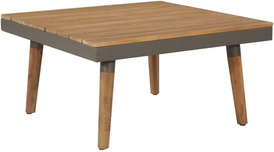 طقم أريكة معدني للفناء Viva XL مكون من 4 قطع مع وسائد - بني/رمادي، مصنوع من خشب الأكاسيا الصلب، طقم أريكة مقسم - طقم أثاث متين للحديث في الهواء الطلق مع طاولة قهوة