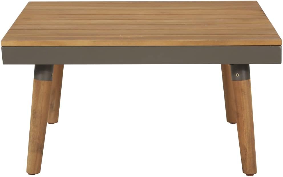 طقم أريكة معدني للفناء Viva XL مكون من 4 قطع مع وسائد - بني/رمادي، مصنوع من خشب الأكاسيا الصلب، طقم أريكة مقسم - طقم أثاث متين للحديث في الهواء الطلق مع طاولة قهوة