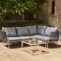 Patios Veranda 5-piece outdoor patio furniture set – navy blue and dove grey modular sofa with tempered glass table
طقم حدائق فيراندا ٥ قطع من Patios – كنبة كحلي ورمادي مع ترابيزة زجاج – جلسة خارجية للحديقة أو البلكونة
