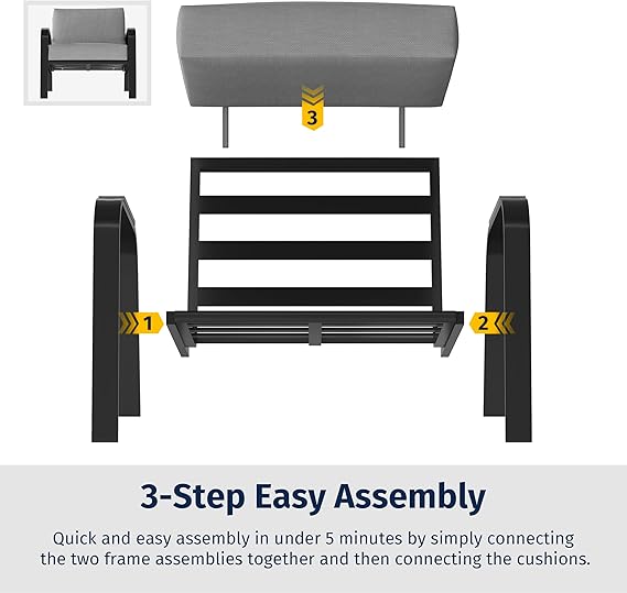 East Oak 4-piece patio set (2 chairs, 1 loveseat, 1 coffee table) – grey outdoor furniture by Patios | طقم حدائق إيست أوك ٤ قطع – رمادي من Patios
