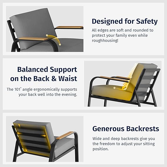 East Oak 4-piece patio set (2 chairs, 1 loveseat, 1 coffee table) – grey outdoor furniture by Patios | طقم حدائق إيست أوك ٤ قطع – رمادي من Patios
