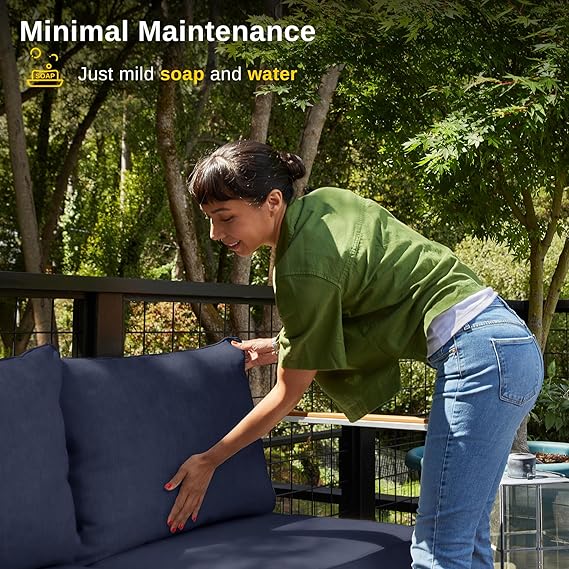 Patios Blendo 4-piece outdoor patio furniture set – white and champagne gold frame with wooden table – garden and balcony sofa
طقم حدائق بليندو من Patios – ٤ قطع – إطار أبيض وذهبي فاتح مع ترابيزة خشب – كنبة للحديقة أو البلكونة
