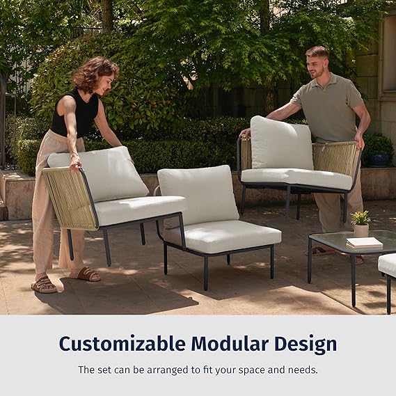 Veranda 5-piece outdoor corner sofa by Patios – elegant black garden set (ركنة خارجية ٥ قطع من Patios باللون الأسود)
