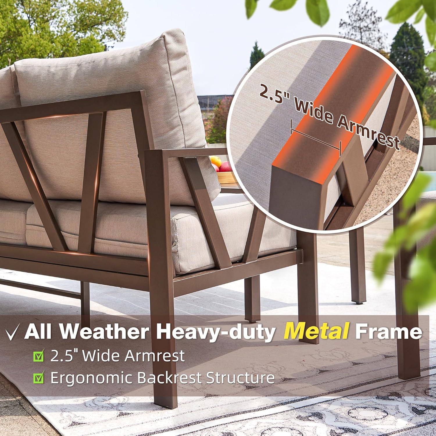 Patios steel outdoor garden set - 4 pieces (كراسي، كنبة، ترابيزة) بتصميم معدني أسود أنيق
