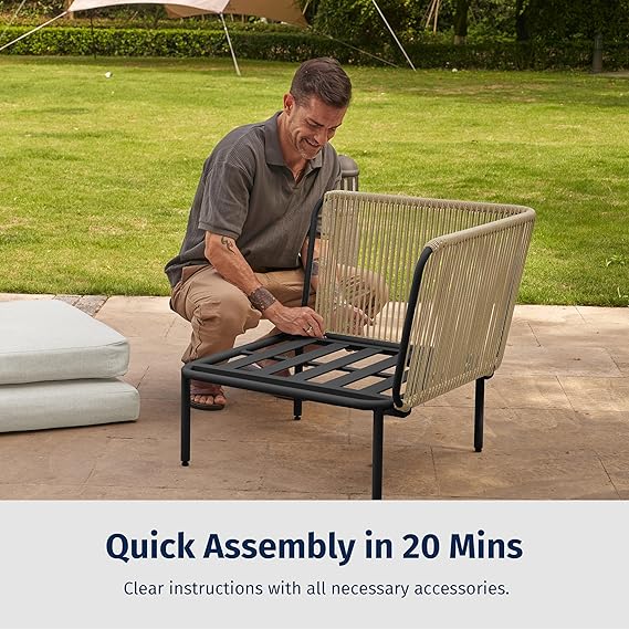 Veranda 5-piece outdoor corner sofa by Patios – elegant black garden set (ركنة خارجية ٥ قطع من Patios باللون الأسود)
