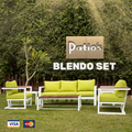 Blendo 4-Piece Outdoor Patio Furniture Set – Black Frame & Dark Grey Cushions